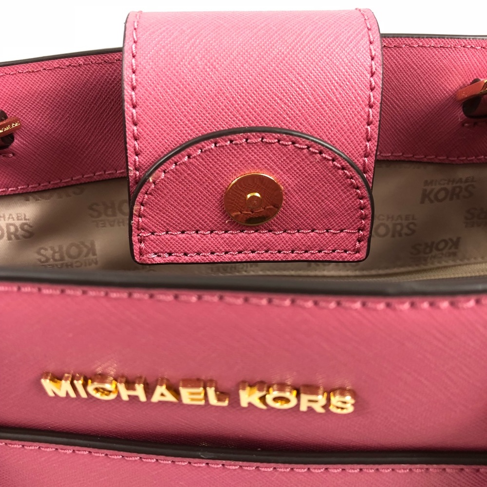 New! Michael Kors Pink Leather Large Satchel - Picture 3 of 8